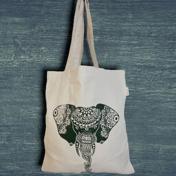 boho elephant Simplicity Canvas Tote NWT inspire yoga meditation festival bag - Picture 4 of 5